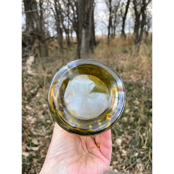 Vintage Green Carnival Glass Stretch Swung Vase 8.5" - Picture 4 of 15